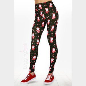 Safe Santa - Wide Band Printed FeatherSoft Women's Leggings One Size (Fits 0-8)